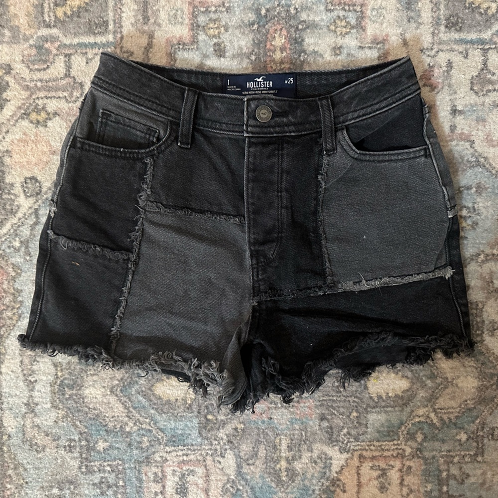 Hollister Black Patchwork Jean Shorts
